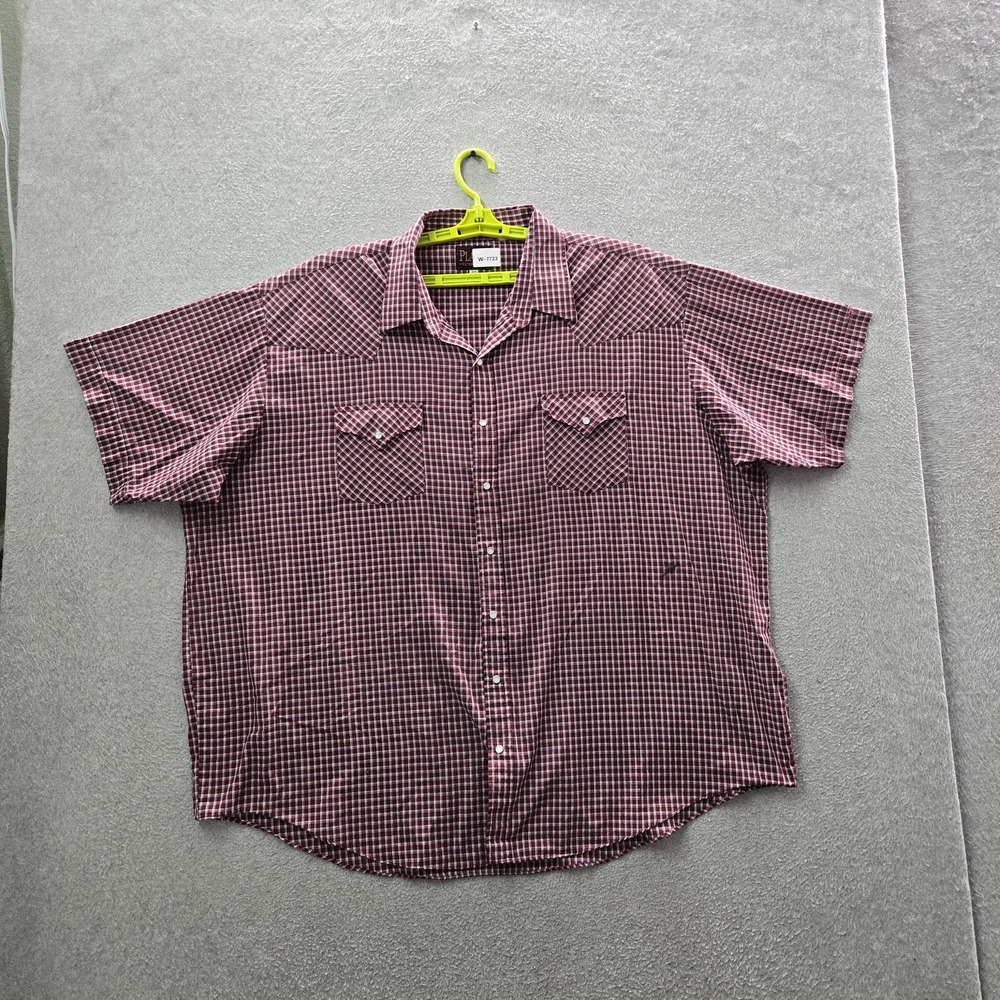 Plains Western Wear Men Button Up Shirt 3X BIG MAN Red Plaid Western READ